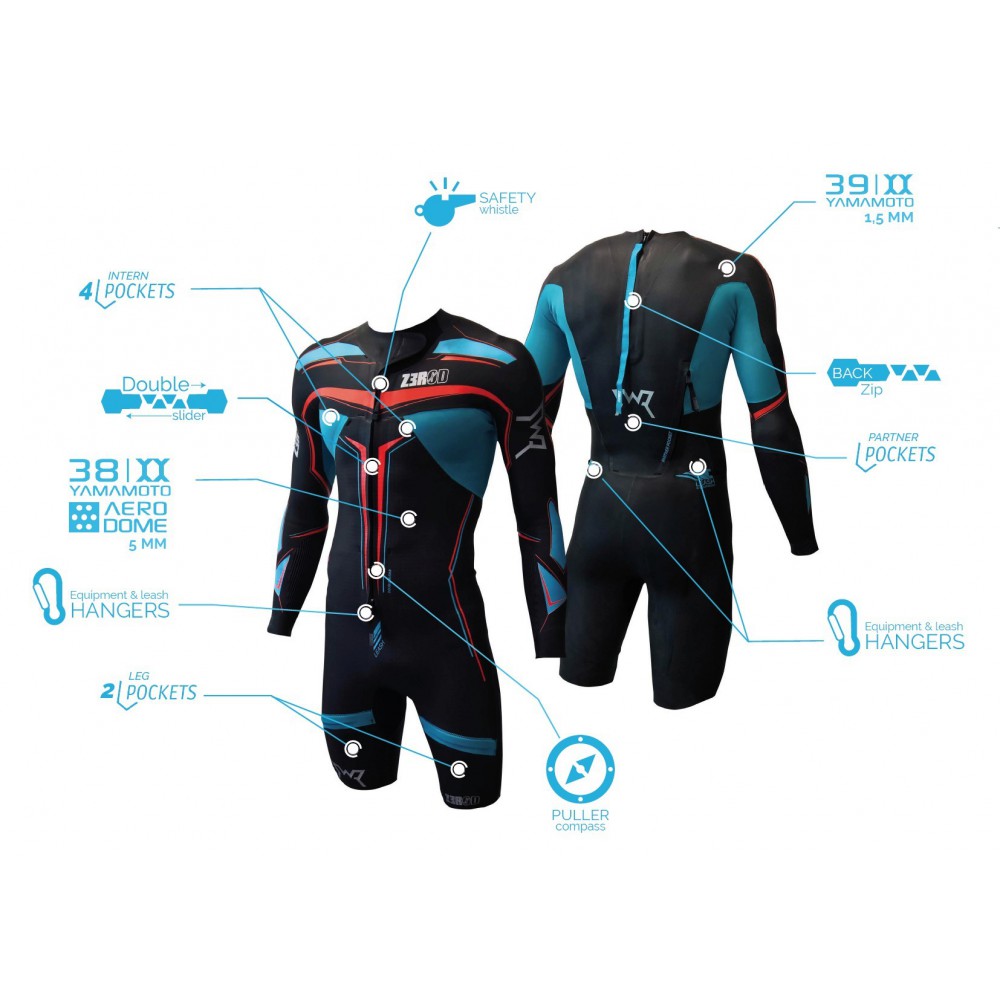 Combinaisons et accessoires de swimrun Z3R0D - Homme - BLACK/WHITE